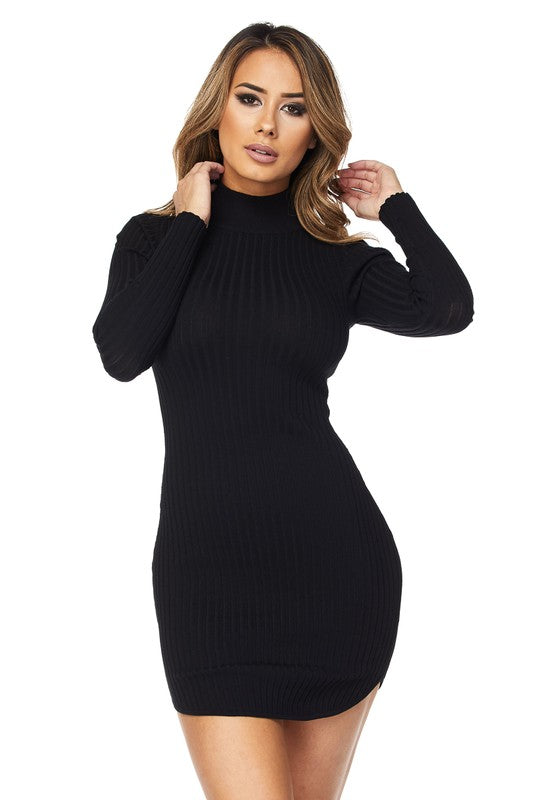 Black Long Sleeve Mini Dress
